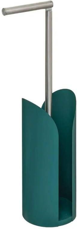 5Five Staande Wc toiletrolhouder Emerald Groen Met Reservoir En Flexibele Stang 59 Cm Van Metaal Toiletrolhouders