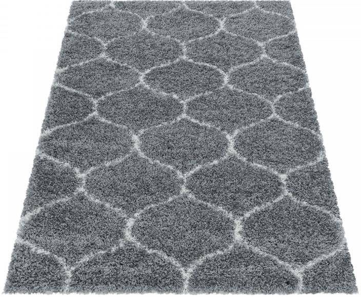 FlyCarpets Azure Hoogpolig Grijs Vloerkleed 120x170 cm