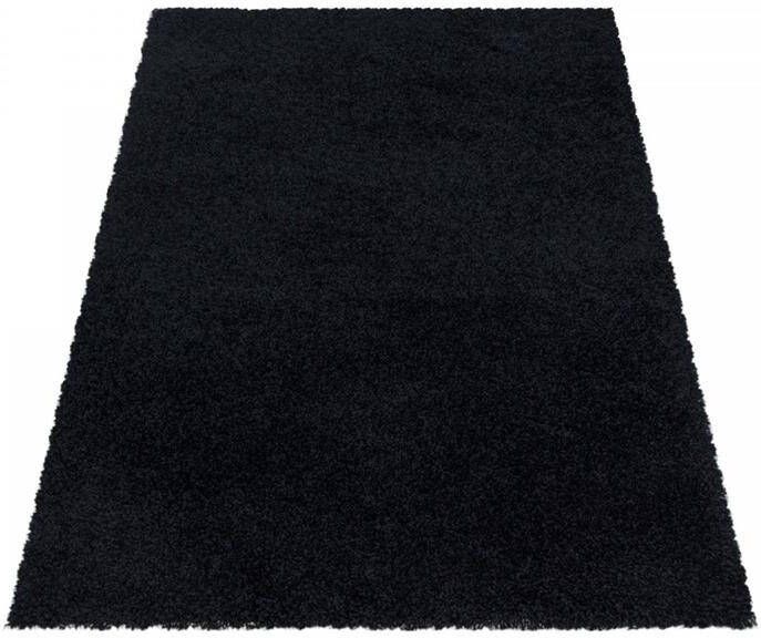 FlyCarpets Azure Hoogpolig Zwart Vloerkleed Effen 120x170 cm