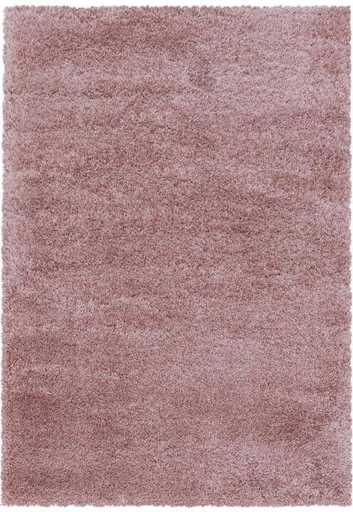 FlyCarpets Hoogpolig Effen Vloerkleed Kleur: Roze 120x170cm