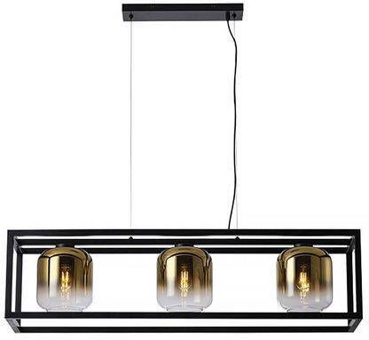 Freelight Hanglamp Dentro 3 lichts L 110 cm goud glas zwart
