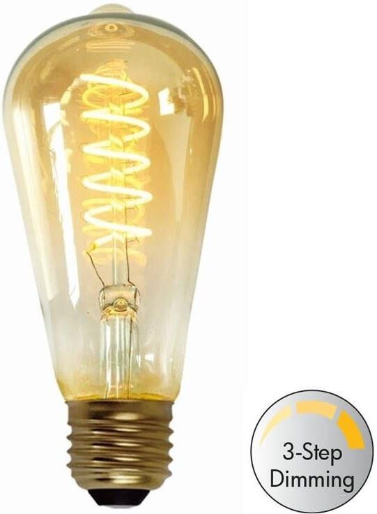 Freelight E27 7Watt Led Gold 64mm incl. Stappen Dimmer