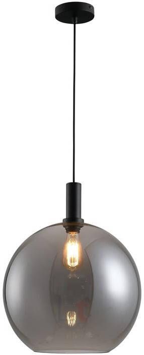 Freelight Chandra Hanglamp 1 lichts d:40cm zwart smoke glas Modern - 2 jaar garantie