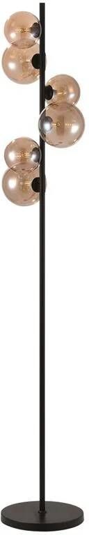 Freelight Vloerlamp Calcio 6 lichts H 170 cm excl. 6x G9 LED amber glas zwart