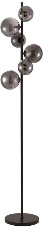 Freelight Vloerlamp Calcio 6 lichts H 170 cm excl. 6x G9 LED rook glas zwart