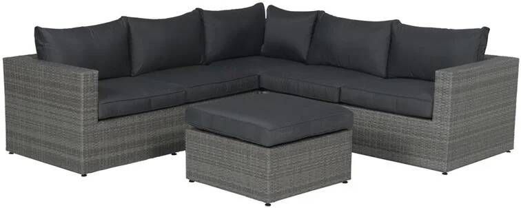 Van Kooten Tuin en Buitenleven Cayman II loungeset 4-delig organic grey donker antraciet- Wicker- Garden Impressions