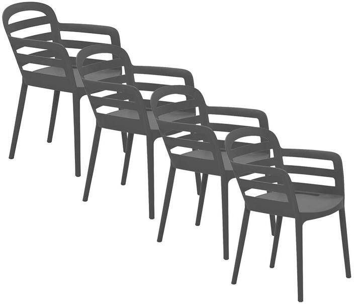 Garden Impressions Mira tuinstoel donker grijs 4 stuks