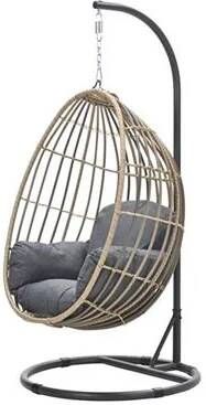 Garden Impressions Panama hangstoel eivorm carbon black natural rotan mystic grey