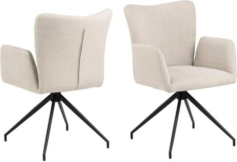 Giga Living Eetkamerstoel met Armleuning Beige Erwin Set van 2