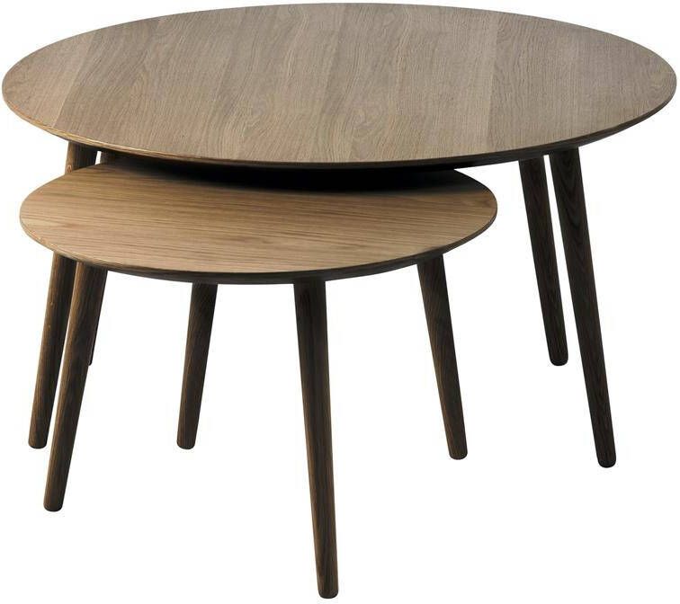 Giga Meubel Giga Living Salontafel Adda Rond Smoked Eiken Set van 2