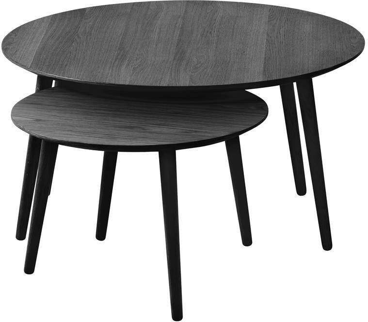 Giga Meubel Giga Living Salontafel Adda Rond Zwart Eiken Set van 2