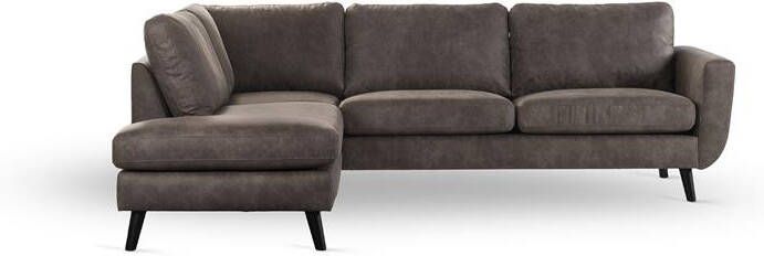 Giga Meubel Hoekbank 3-Zits Vierkant Stof Taupe Links 265x208x81cm Yuma