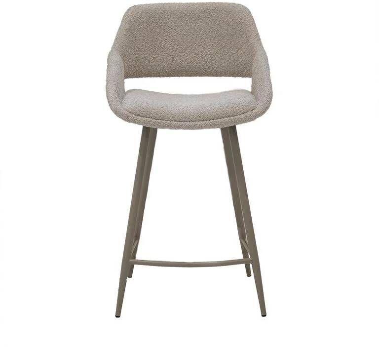 Giga Meubel Barkruk Beige Metaal|Stof Jess Set van 2