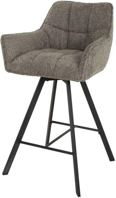Giga Meubel Barstoel Draaibaar Taupe Bouclé Raster Set van 2