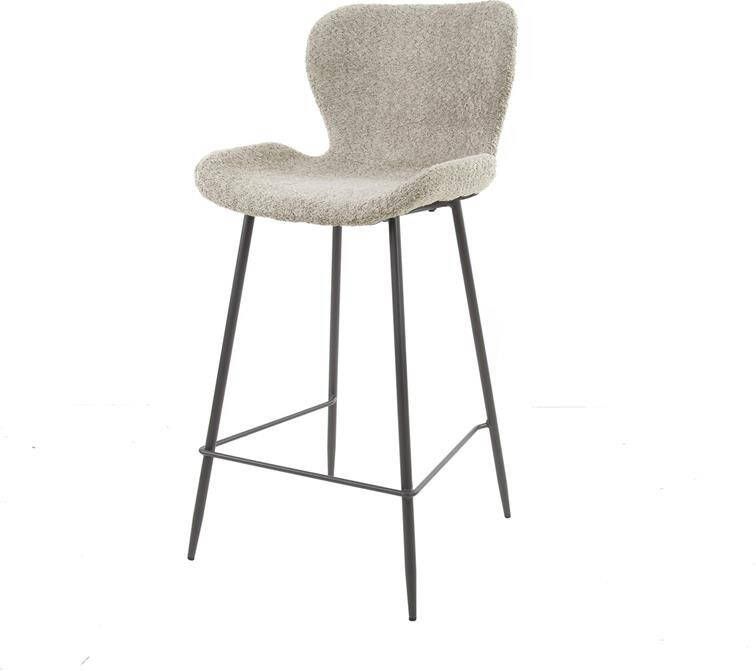 Giga Meubel Barstoel Ronde Buis Bouclé Zand Set van 4