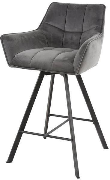 Giga Meubel Barstoel Velvet Antraciet Draaibaar Set van 2