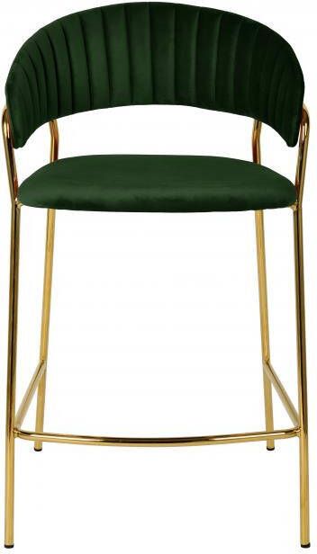 Giga Meubel Barstoel Velvet Groen Gouden Onderstel Zithoogte 66cm Stoel Turin Luxe