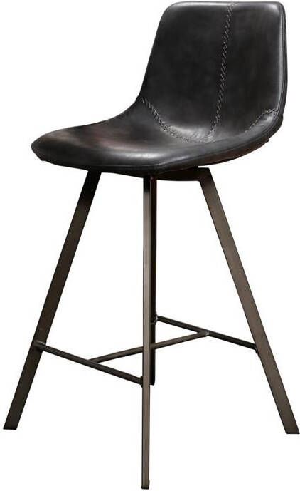 Giga Meubel Gm Barstoel Zwart Pu-leer Plat Frame Stoel Zig-zag
