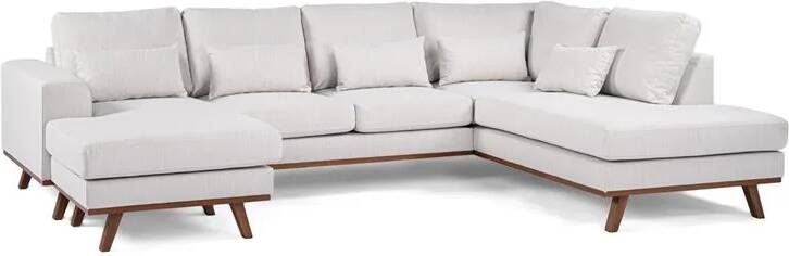 Giga Meubel Chaise Longue Bank Beige 3-Zits Rechts Melva