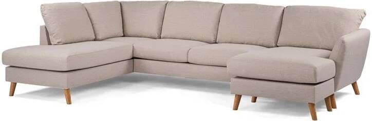 Giga Meubel Chaise Longue Bank Beige Eikenhout 3-Zits Links 310cm Inari