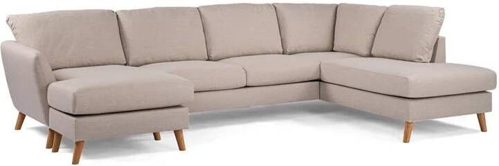 Giga Meubel Chaise Longue Bank Beige Eikenhout 3-Zits Rechts 310cm Inari