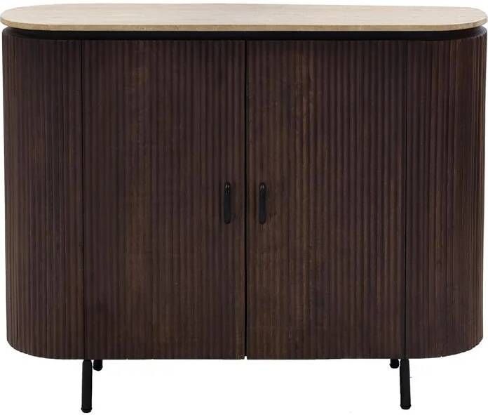 Giga Meubel Dressoir Travertin 120cm Bruin Mangohout 120x35x95cm