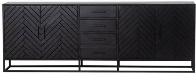Giga Meubel Dressoir Zwart Visgraat Mangohout Kast Isa Groot