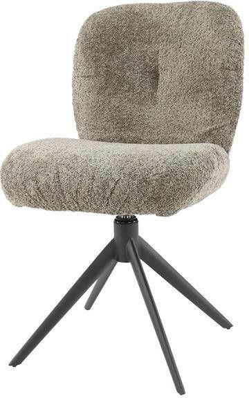 Giga Meubel Eetkamerstoel Bouclé Taupe Japandi Stijl Set van 2