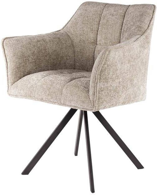 Giga Meubel Eetkamerstoel Draaibaar Beige Raster Set van 2