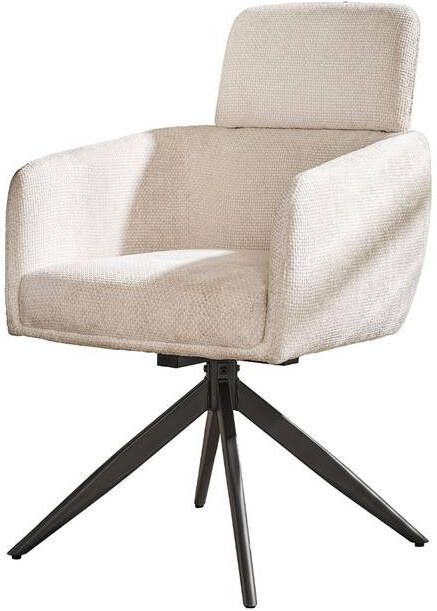 Giga Meubel Eetkamerstoel Met Hoofdsteun Stof Textiel Wit 58x66x92cm