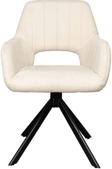 Giga Meubel Eetkamerstoel Nola Polyester Metaal Beige Set van 2