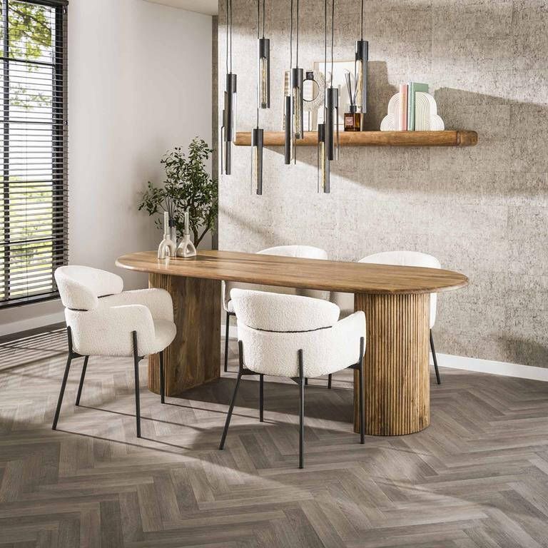 Giga Meubel Eettafel Deens Ovaal Naturel Mangohout 215x90x78cm wave