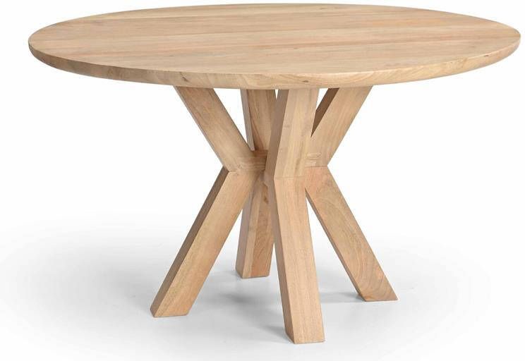 Giga Meubel Eettafel Naturel Mangohout Rond 4-6 Personen 130cm Heleen