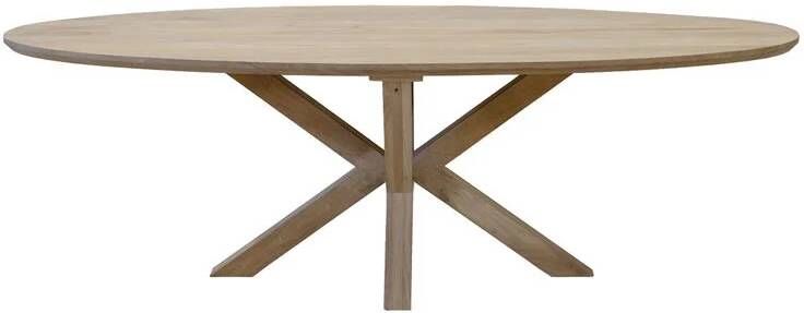 Giga Meubel Eettafel Ovaal Naturel Mangohout X-poot 160x90x77cm