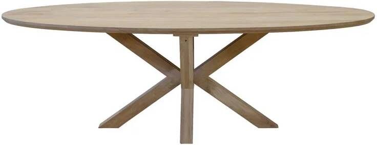Giga Meubel Eettafel Ovaal Naturel Mangohout X-poot 160x90x77cm