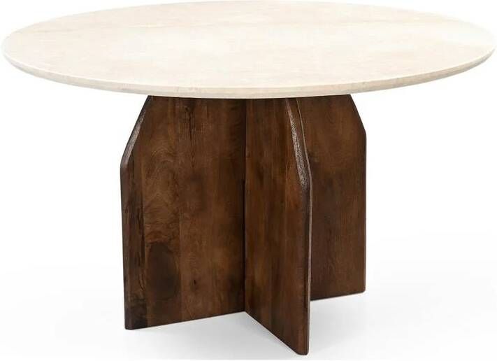 Giga Meubel Eettafel Donkerbruin Marmer Ø130cm Danae