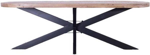 Giga Meubel Eettafel Ovaal Mangohout Metaal 240x110x78cm Barn