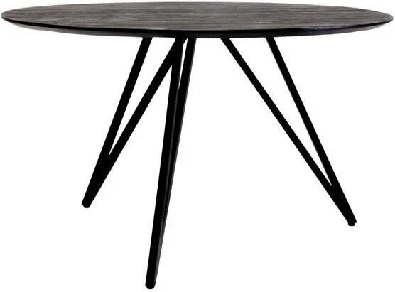 Giga Meubel Eettafel Rond 130cm Zwart Metaal 4-6 Personen Marly