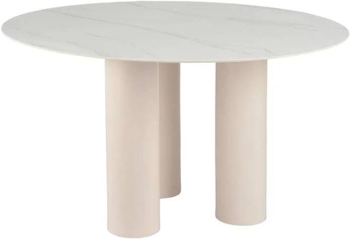 Giga Meubel Eettafel Rond Keramisch Wit 130cm Wout