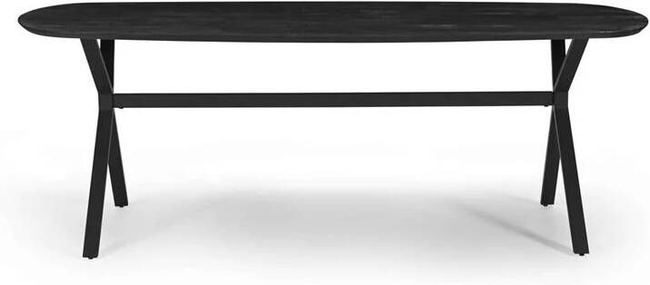 Giga Meubel Eettafel Zwart 220cm Deens Ovaal Mangohout X-Poot