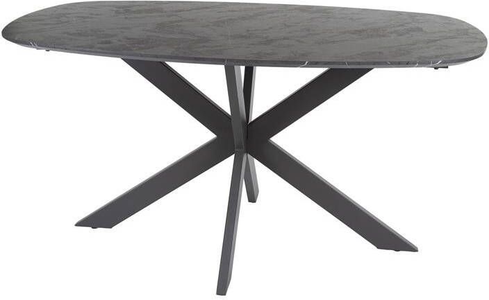 Giga Meubel Eettafel Zwart Marmerlook 150x90x76 cm Deens Ovaal