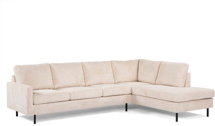 Giga Meubel Hoekbank Ribstof Beige Metaal- 3-Zits Rechts Mila Lincoln