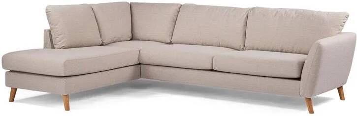 Giga Meubel Hoekbank Stof Beige|Eikenhout 3-Zits Links Inari