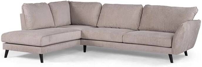 Giga Meubel Hoekbank Stof Beige|Zwart 3-Zits Links Orinoco