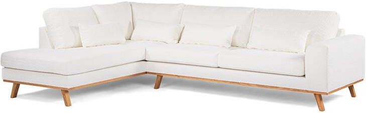 Giga Meubel Hoekbank Stof Naturel|Wit 3-Zits Links Abriamo