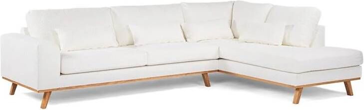 Giga Meubel Hoekbank Stof Naturel|Wit 3-Zits Rechts Abriamo