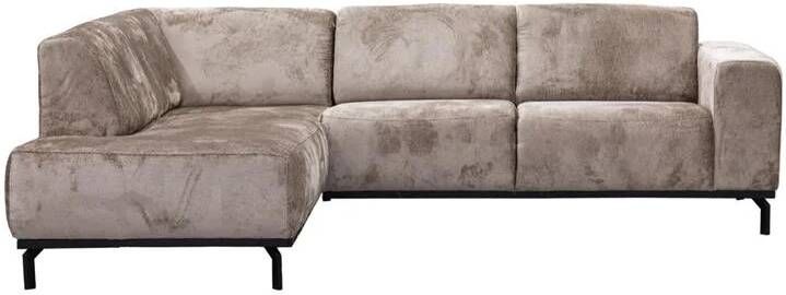 Giga Meubel Hoekbank Taupe 3-Zits Links 256x188x77cm Monza