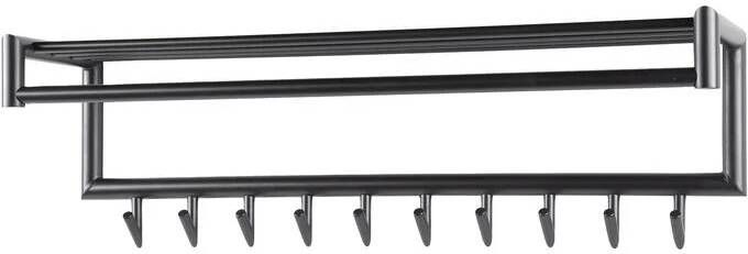 Giga Meubel Kapstok Donkergrijs 10 Haken 100x27x30cm Roede