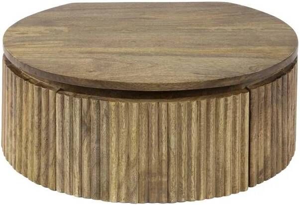 Giga Meubel Nachtkastje Rond Mangohout 50x35x20cm Wave