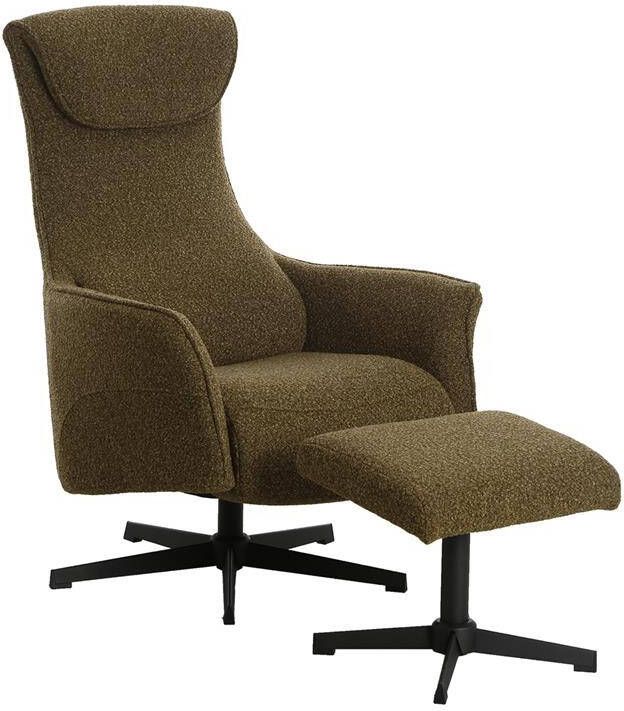 Giga Meubel Relaxfauteuil Groen Incl. Voetenbankje Katie
